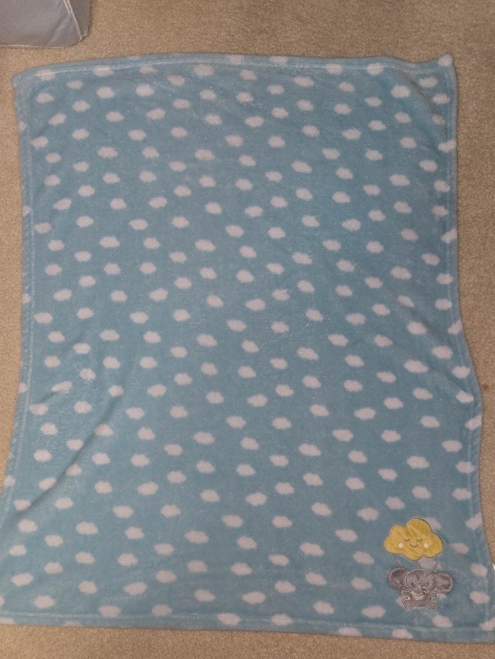 Plush Light Blue Polka Dot Baby Blanket